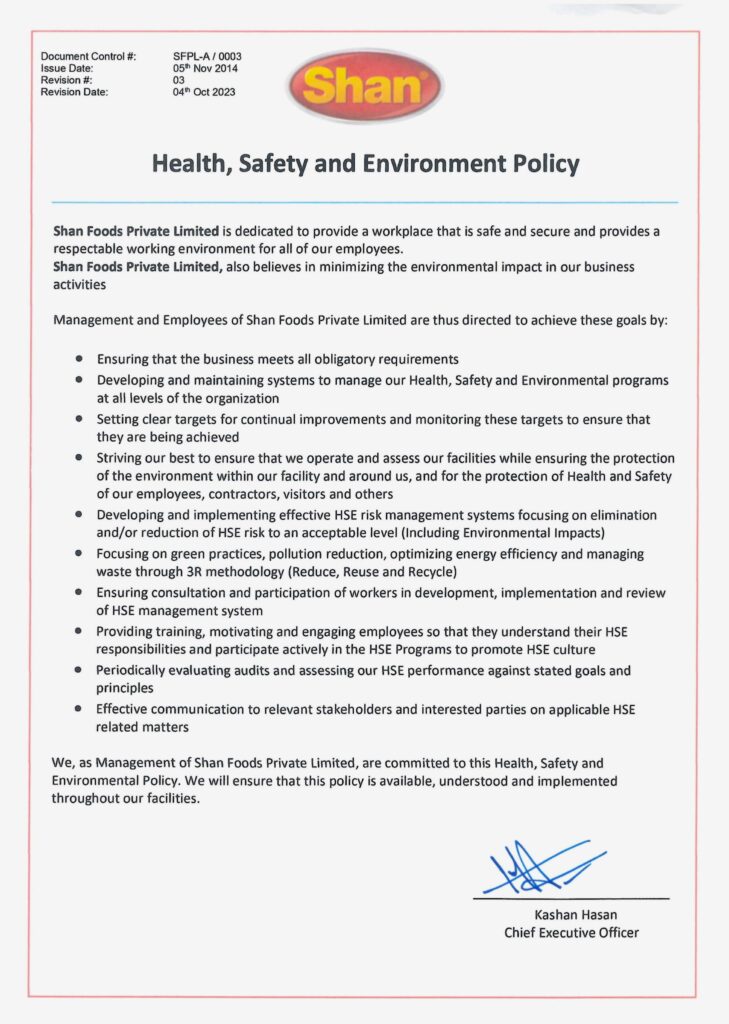 HSE Policy - Hazir