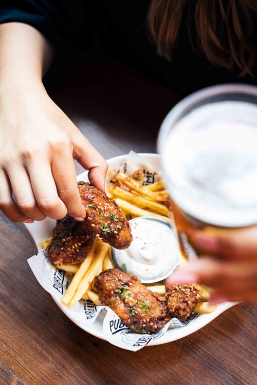 Broast served with coleslaw fries and dipping sauce