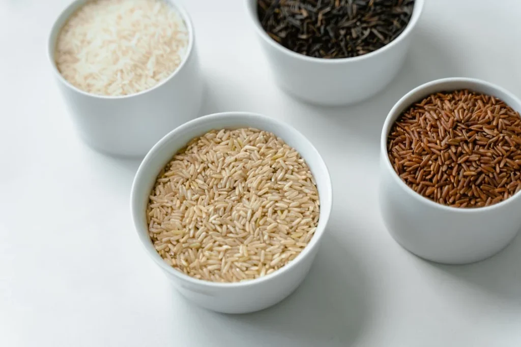 A close up of fluffy perfectly cooked rice in a pot - rice cooking mistakes