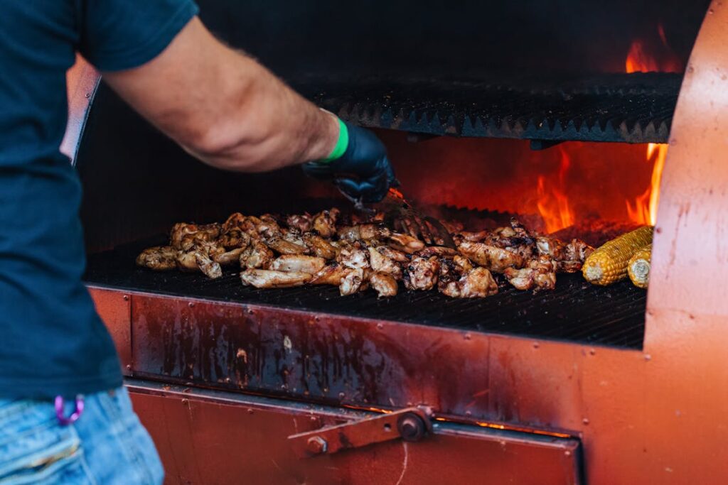 The process of marinating meat with spices