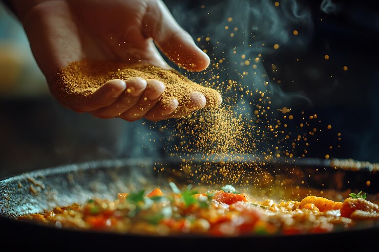 Close up of Hazir Spices being sprinkled over the Paya